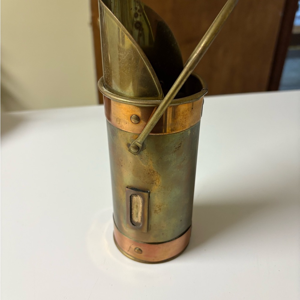 Vintage Brass and Copper Hearth Matchstick Receptacle